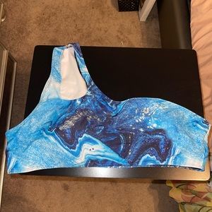 Plus Size Marble One Shoulder Two Piece